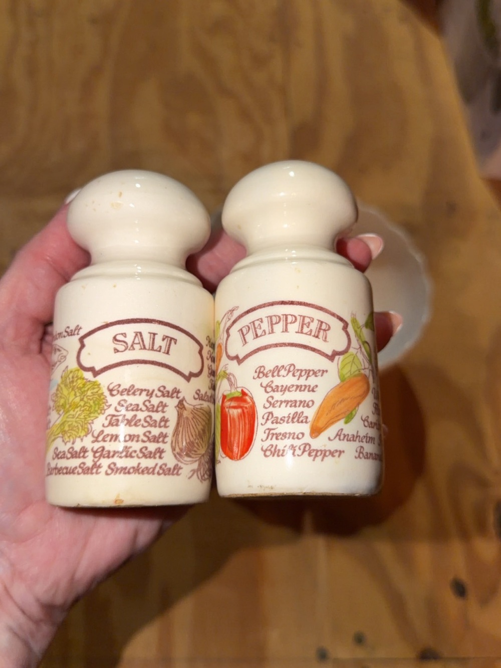 Vintage Avon Ceramic Salt and Pepper Shakers - Cream with Red and Green Accents